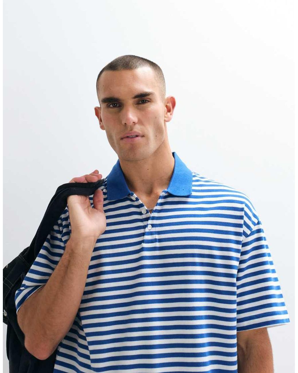 ASOS Blue Heavyweight Oversized Polo for men