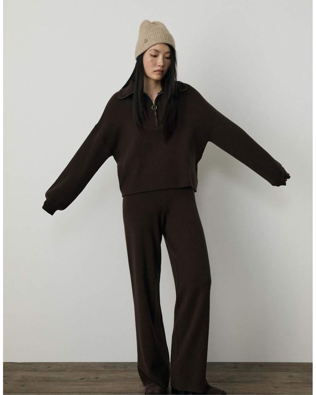 Stradivarius Black Knit Jumper With Zip