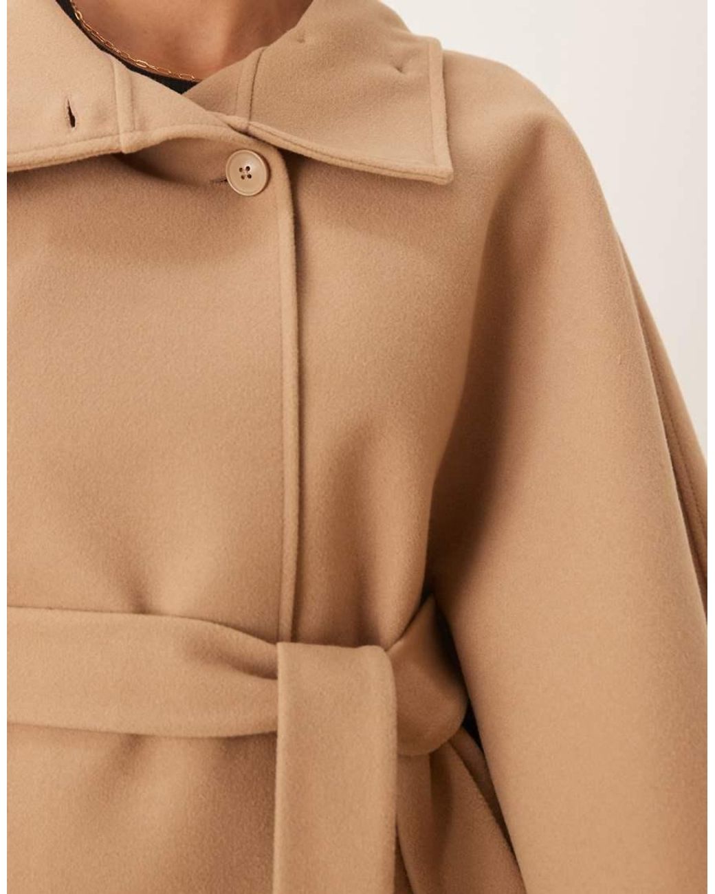 Gina Tricot Natural Funnel Neck Belt Cape Jacket