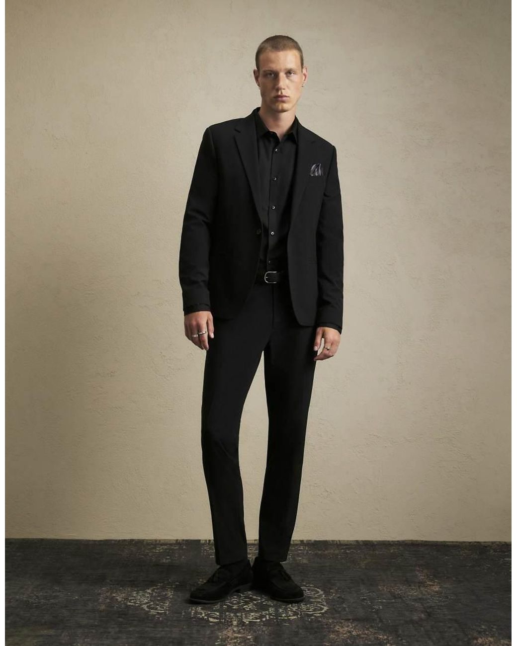 River Island Black Skinny Fit Stretch Suit Jacket for men