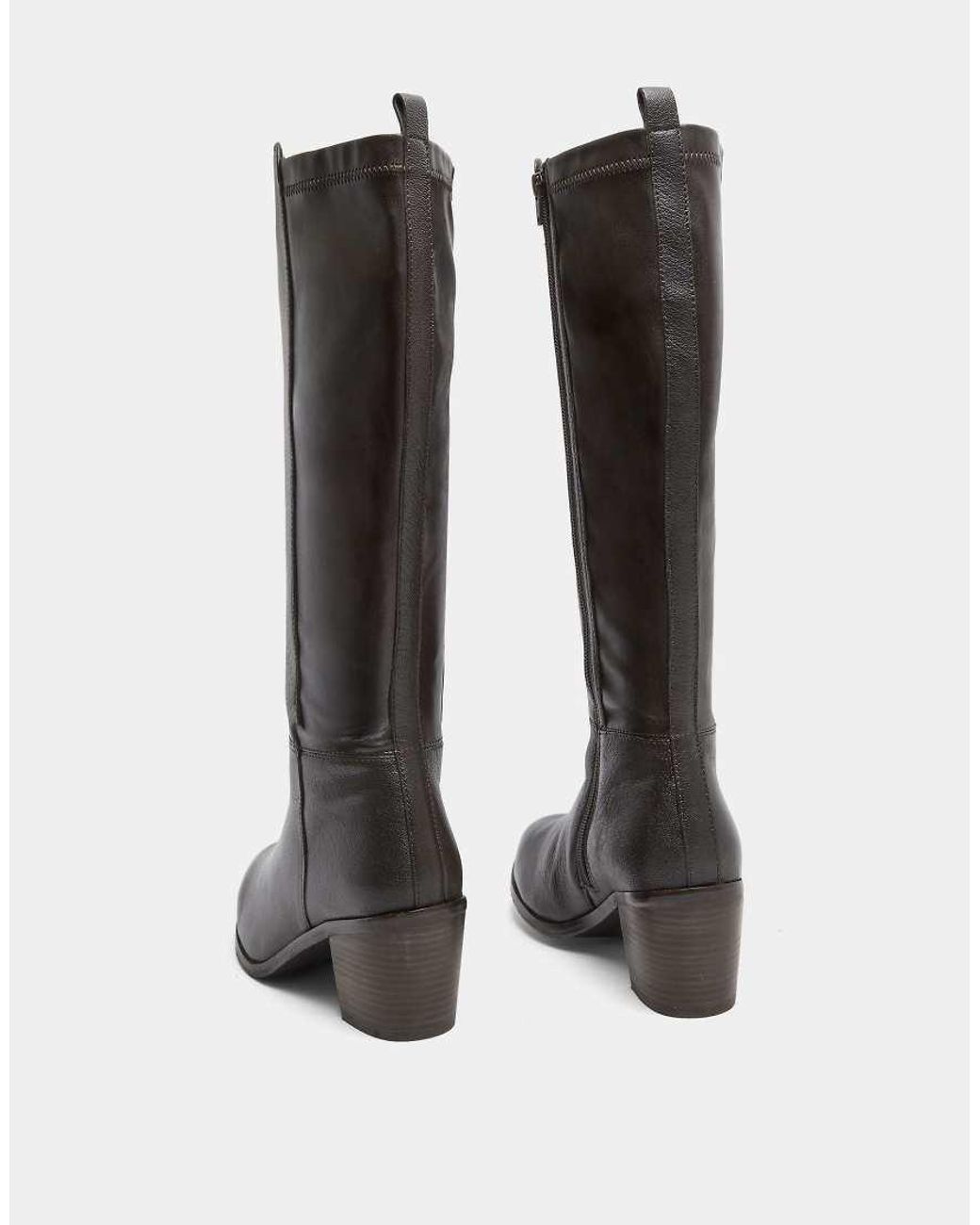 Yours Clothing Black Wide Fit Leather Knee High Boots