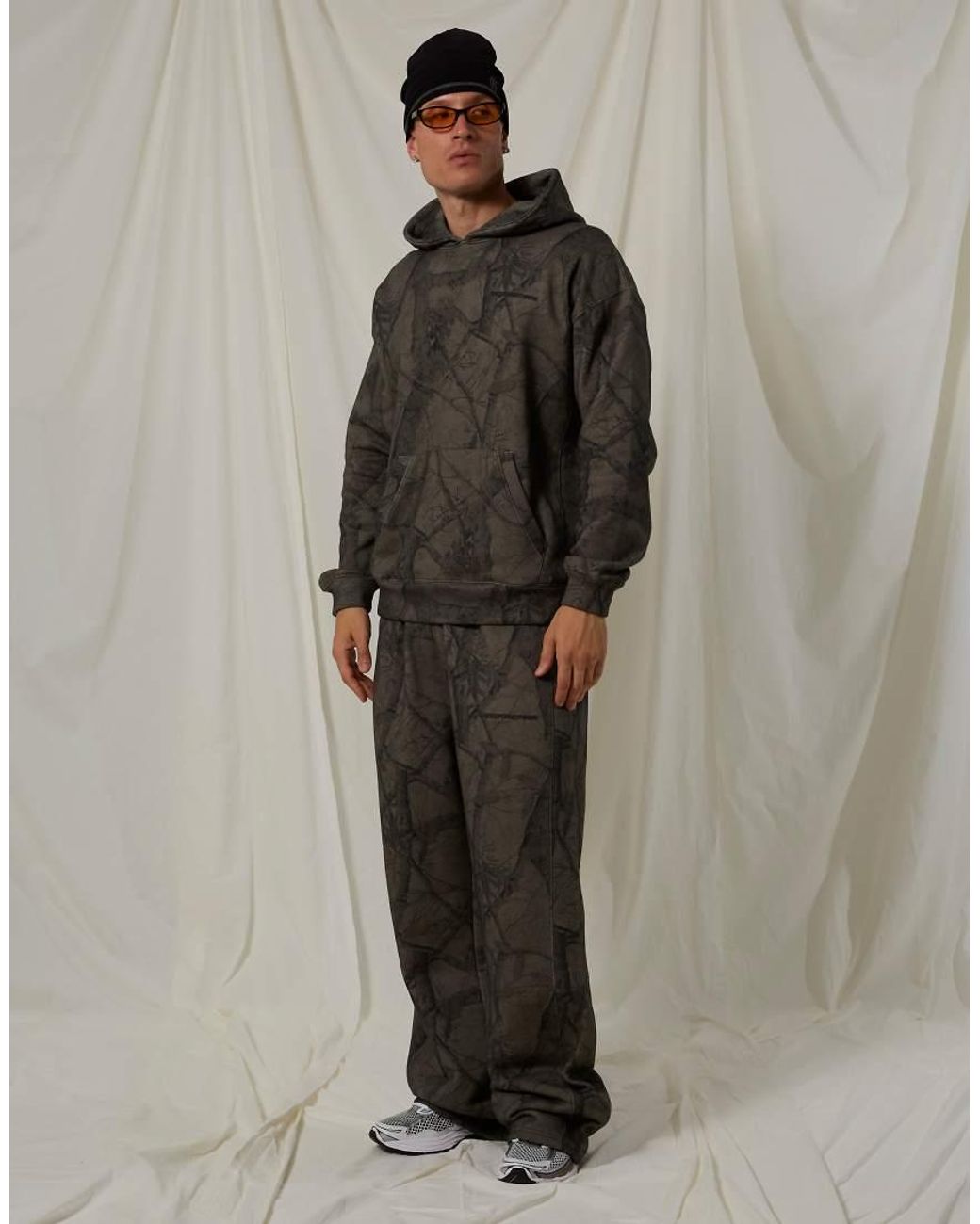 Good For Nothing Gray Oversized Cotton Fleece Camo Joggers for men