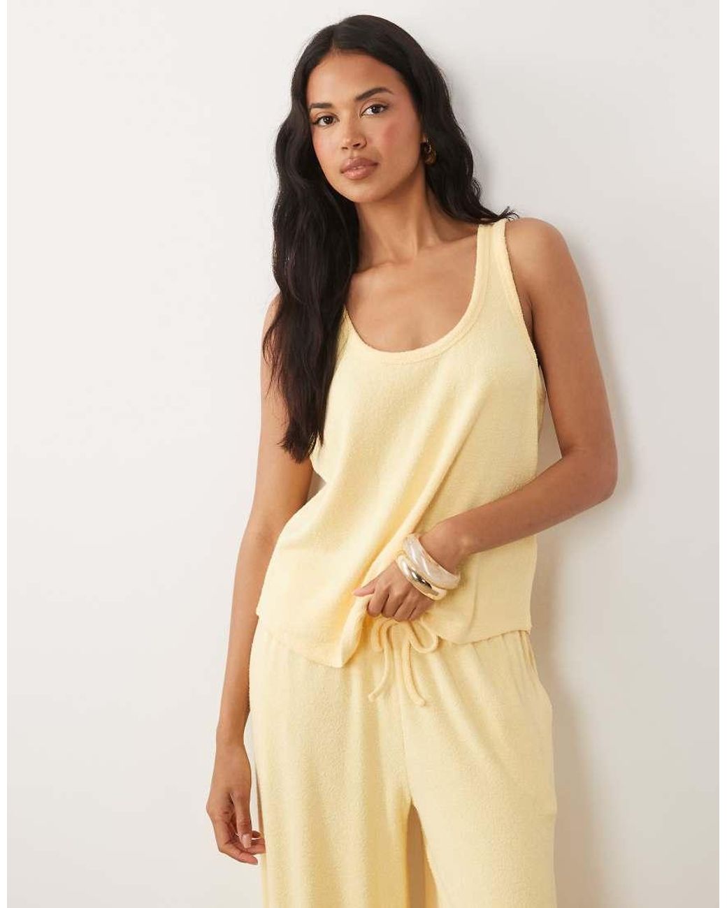 ASOS Natural Textured Knit Scoop Neck Loose Fit Vest Co-Ord