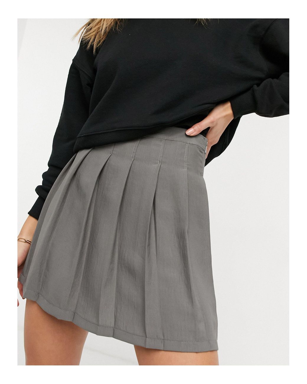 ASOS Mini Pleated Tennis Skirt in Grey (Gray) - Lyst