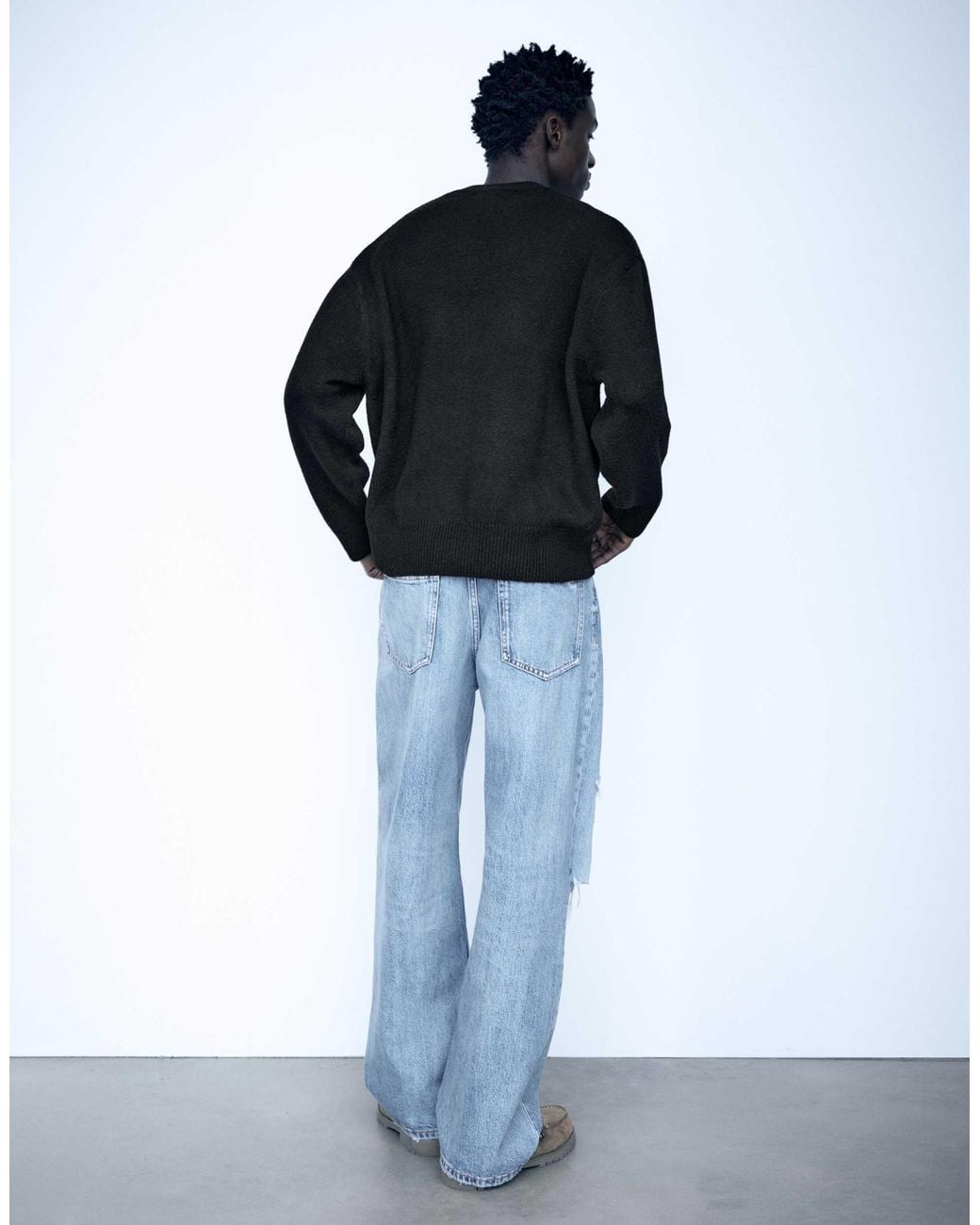 Pull&Bear Basic-pullover mit rundhalsausschnitt in Blue für Herren
