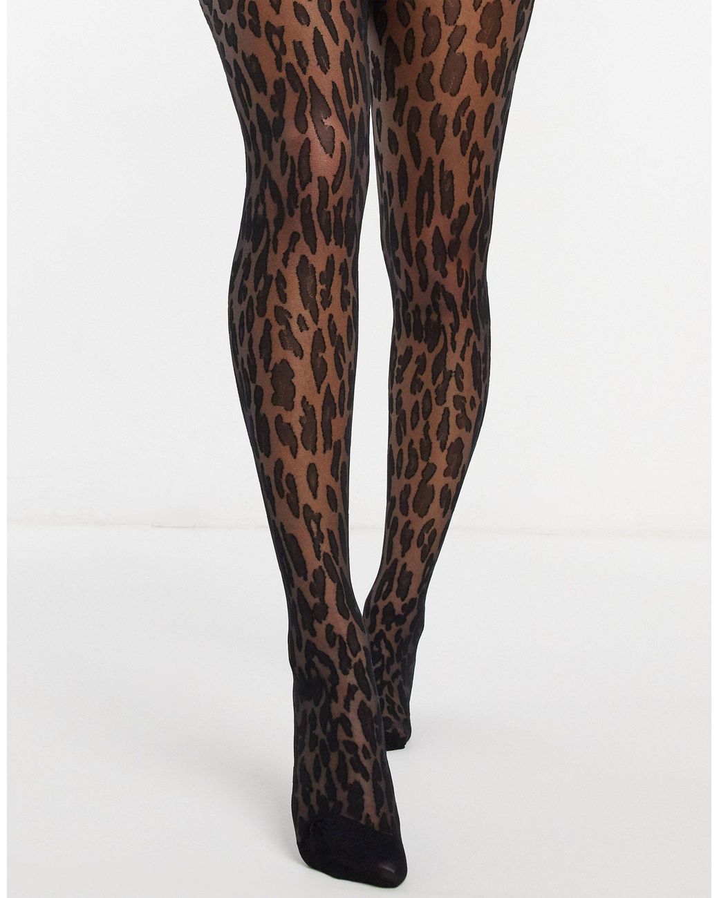 On The Prowl Leopard Sheer Tights - Black