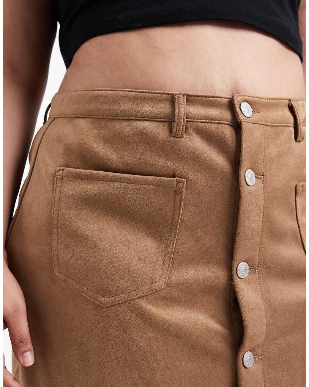 ONLY Brown Faux Suede Mini Skirt