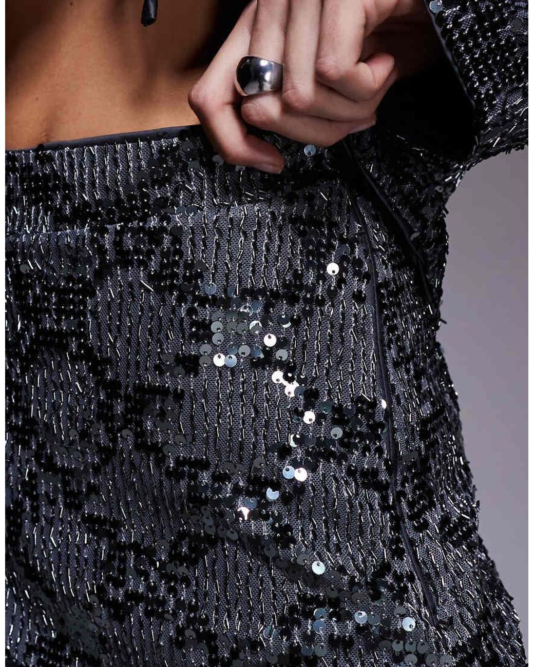 Object White Contrast Sequin Mini Skirt Co-ord