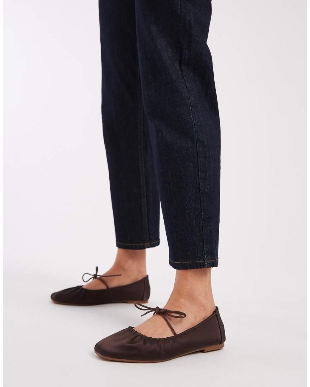 SEQWL Wide Fit Black Seqwl Iris Wide Fit Tie Detail Ruched Ballet Flats