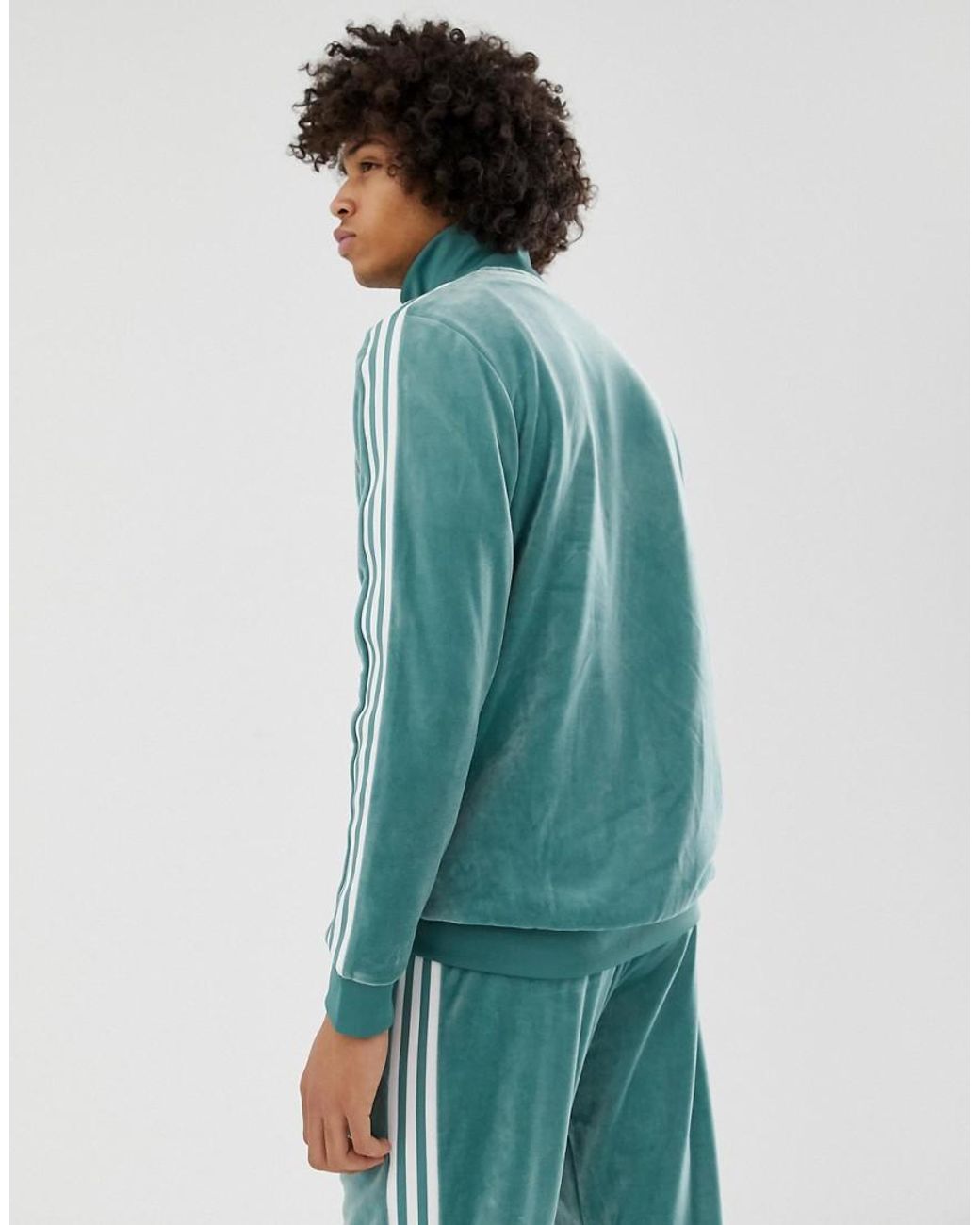 adidas Originals Baumwolle Grüne Velours-Trainingsjacke in Grün für Herren  | Lyst DE