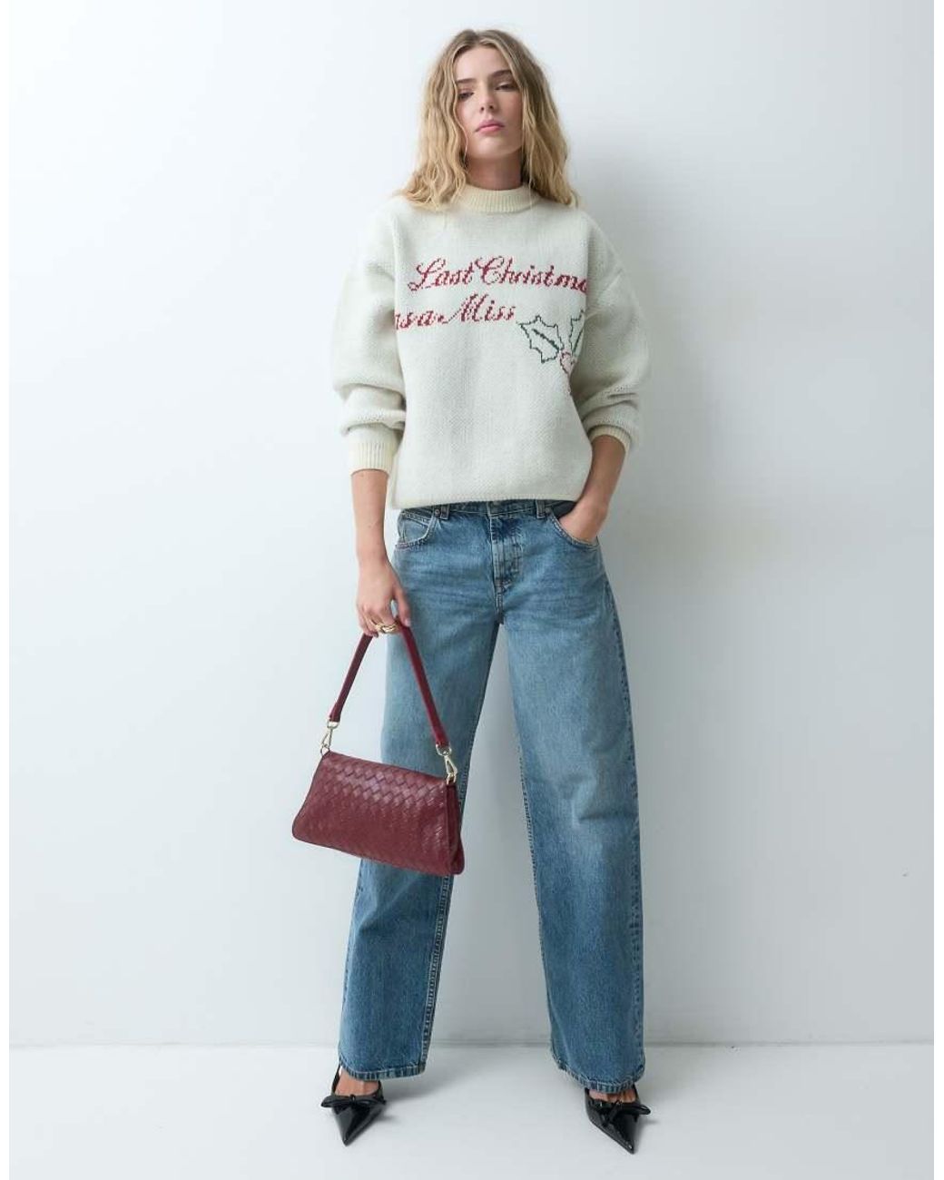 Six Stories Blue 'Last Christmas As A Miss' Knitted Crewneck Jumper