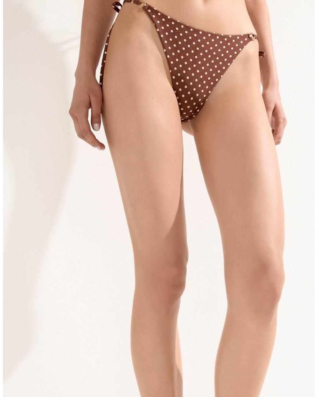 Calzedonia Natural Polka Dot Side-Tie Bikini Bottom