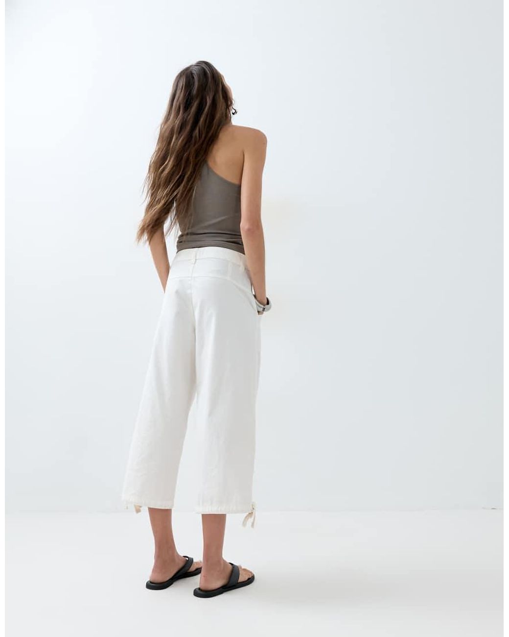 ASOS White Cargo Longer Short With Pocket And Tie Detail