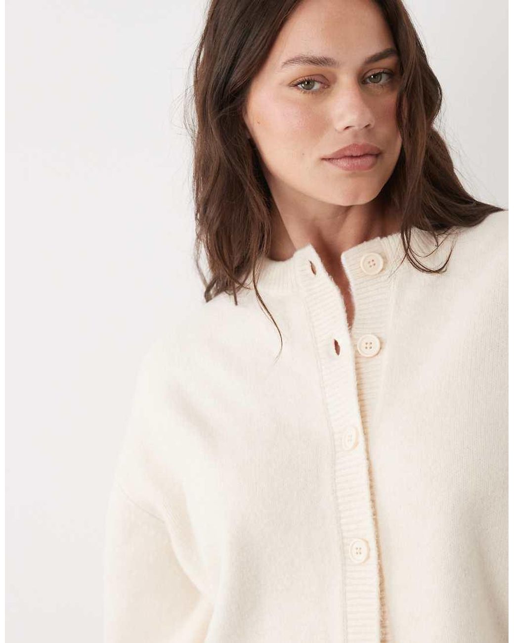 ASOS Natural Asos Design Curve Relaxed Cardigan With Side Split Detail