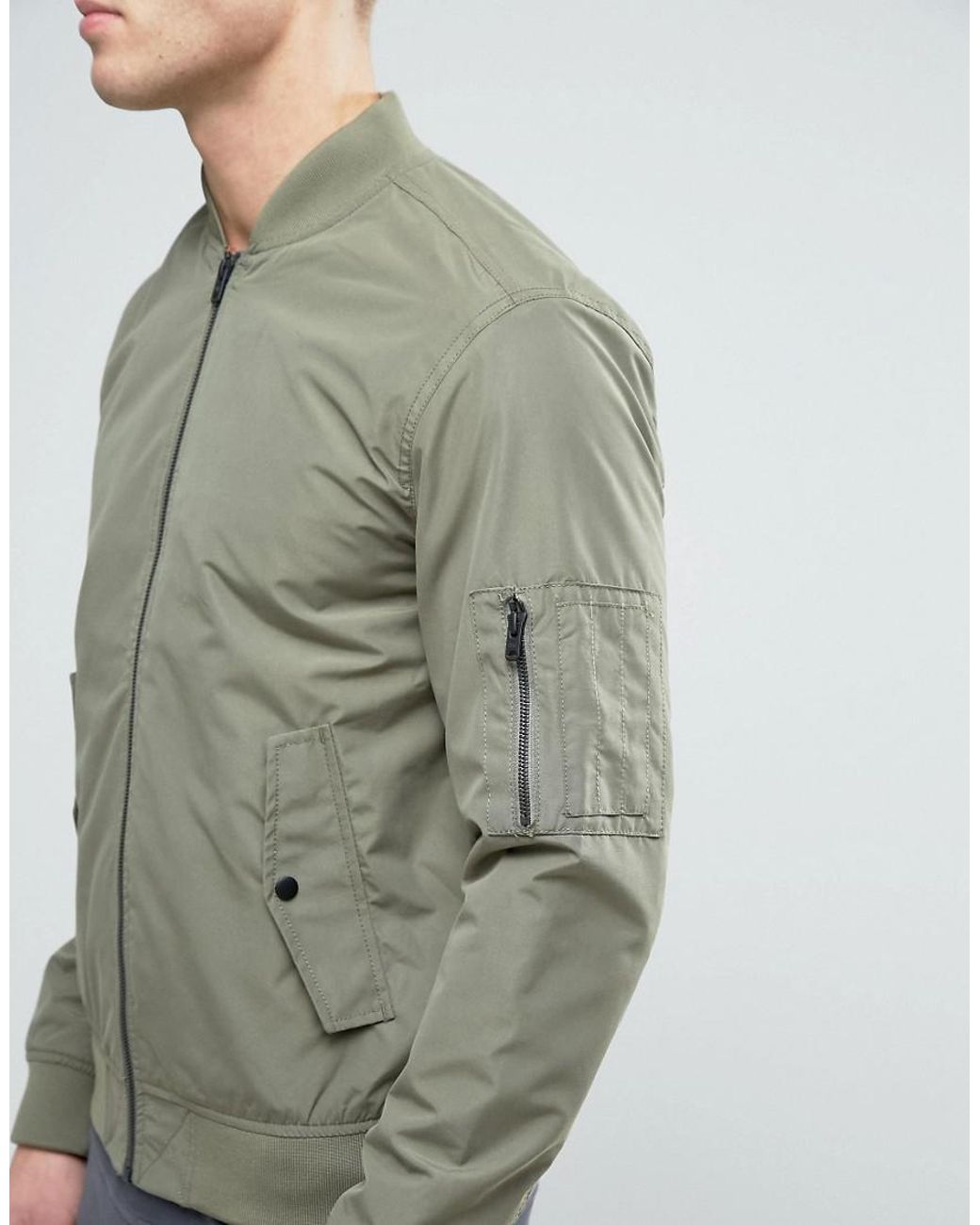 Jack & Jones Core Bomber Jacket With Ma-1 Pocket in Green for Men | Lyst