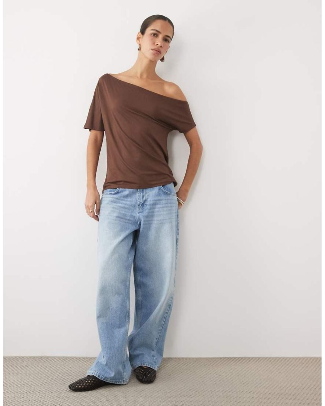 New Look Brown Off Shoulder Tee