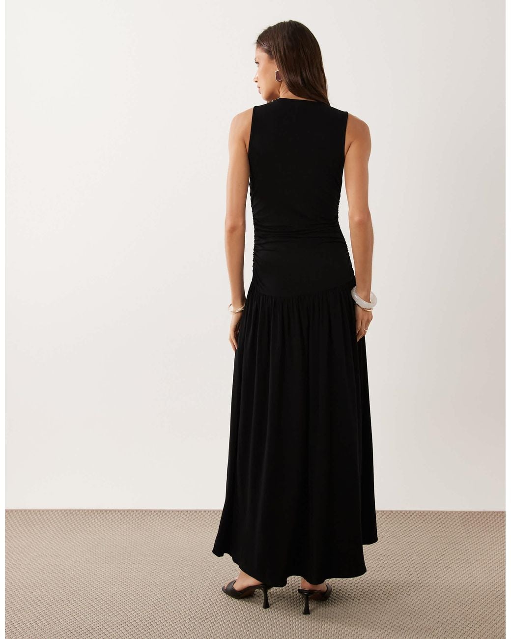 Mango Black – gerafftes maxikleid