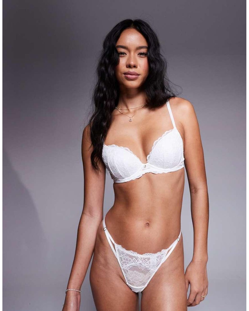Ann Summers White Sexy Lace Padded Plunge Bra 2 Pack