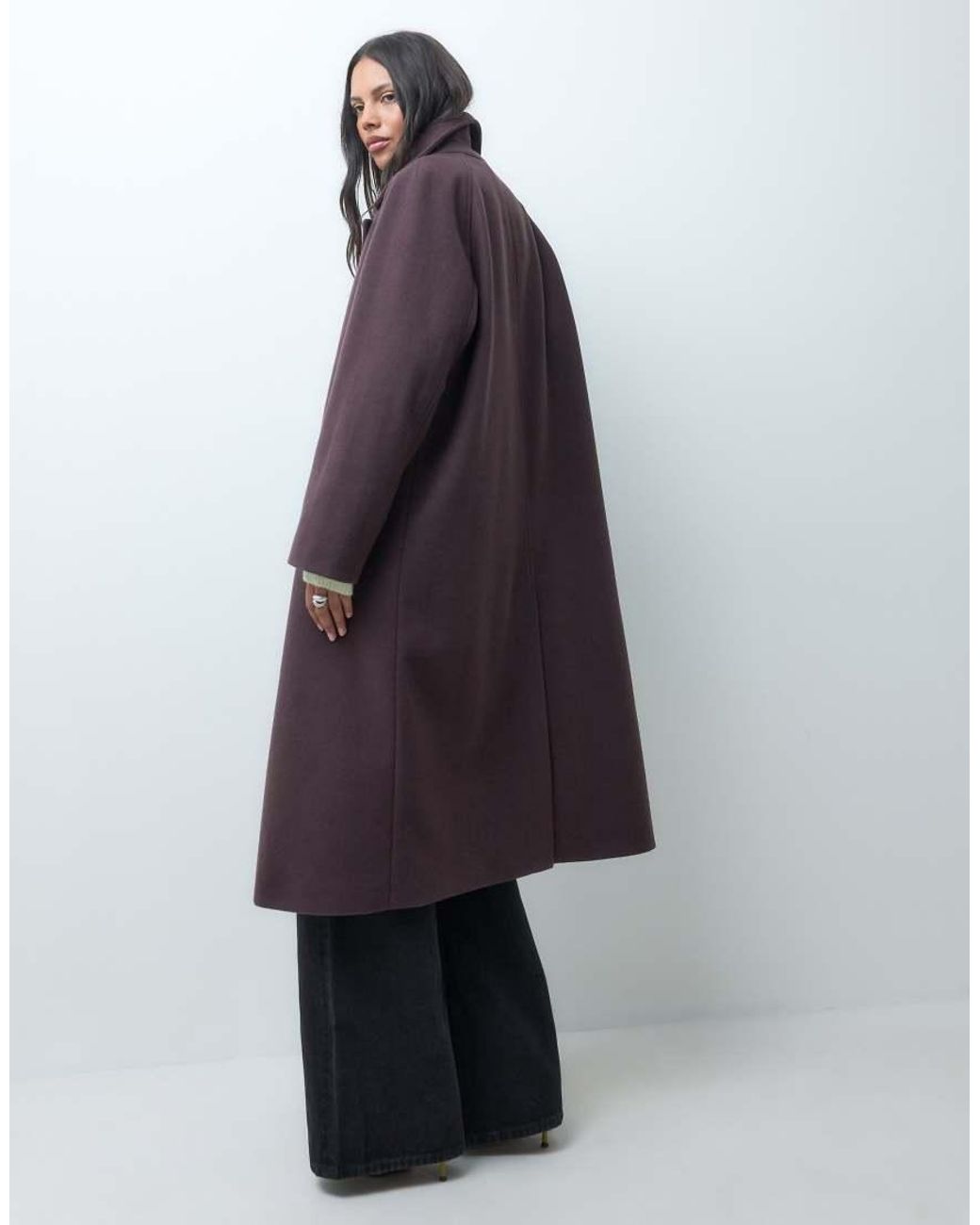ASOS Purple Longline Double Breasted Coat