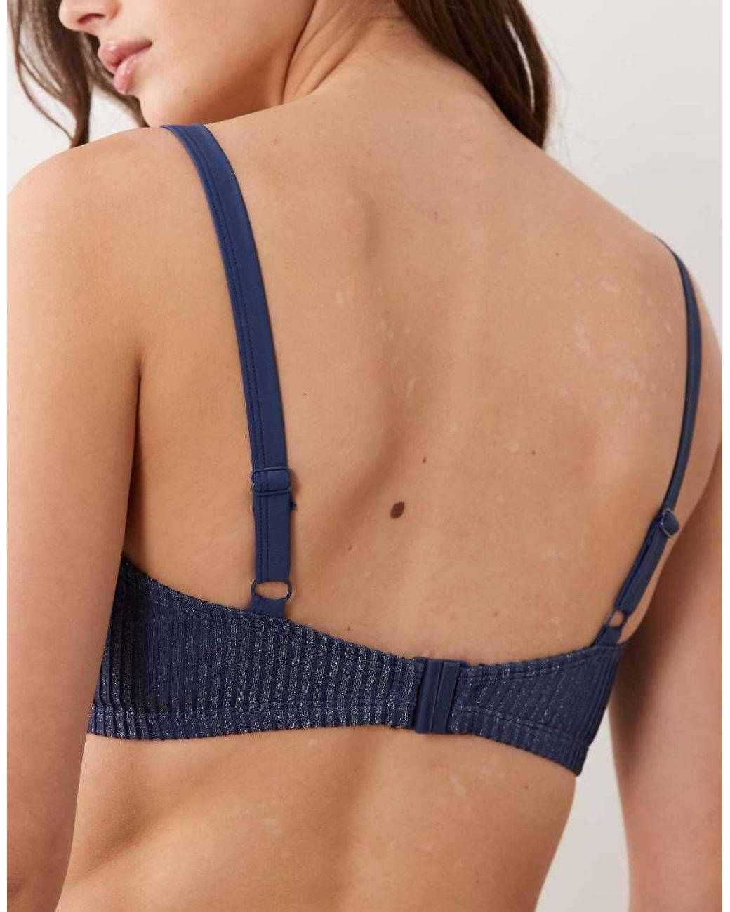 ASOS Blue Fuller Bust Riddy Glitter Rib Underwired Bikini Top