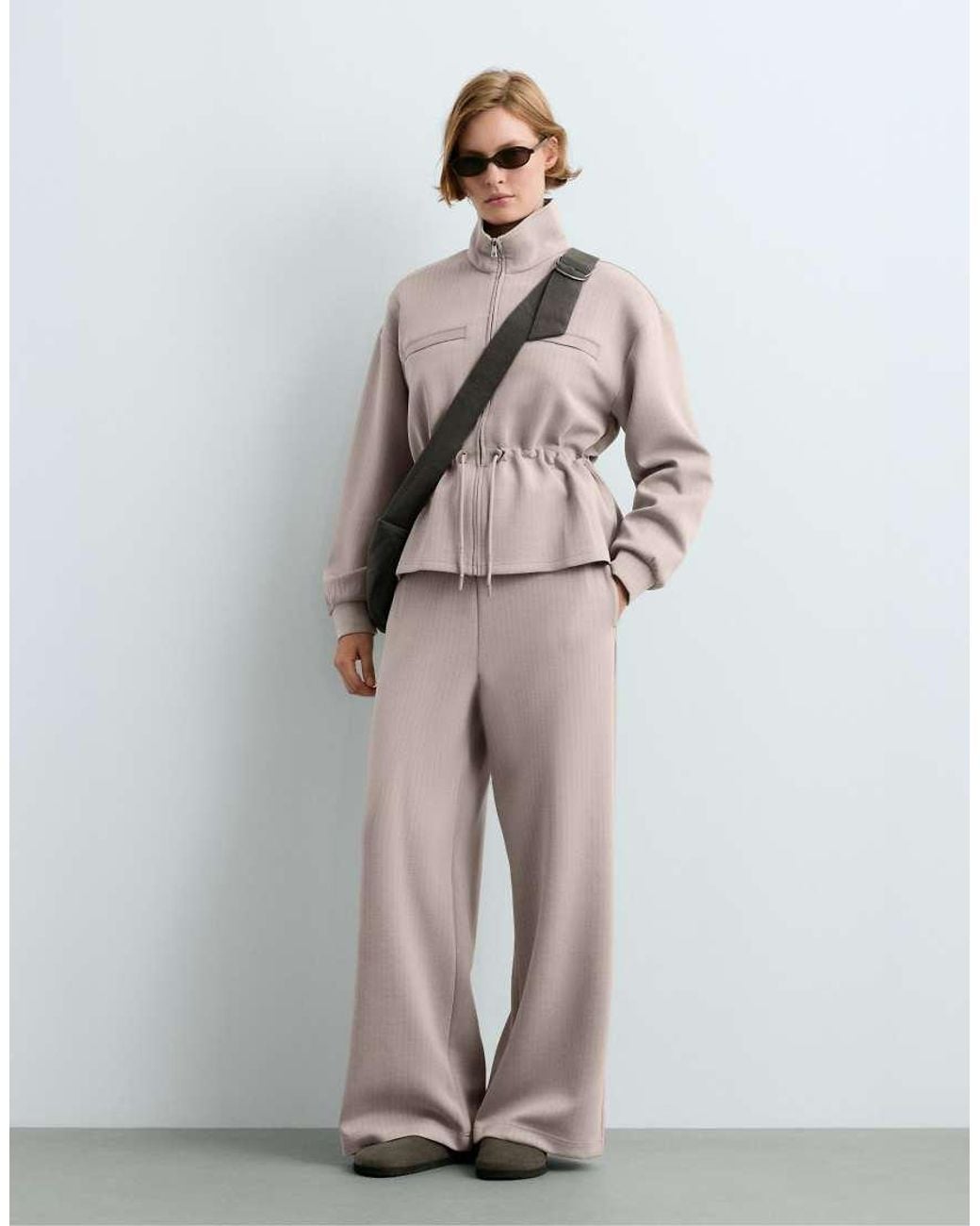 Oysho Brown Super High-rise Striped Modal Trousers