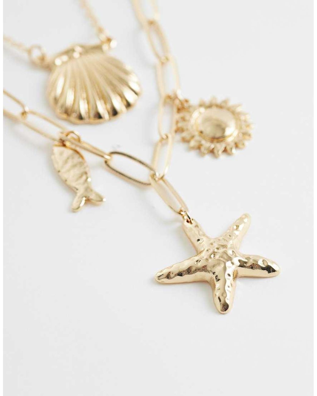 ASOS White Mutli-row Necklace With Sea-life Charms