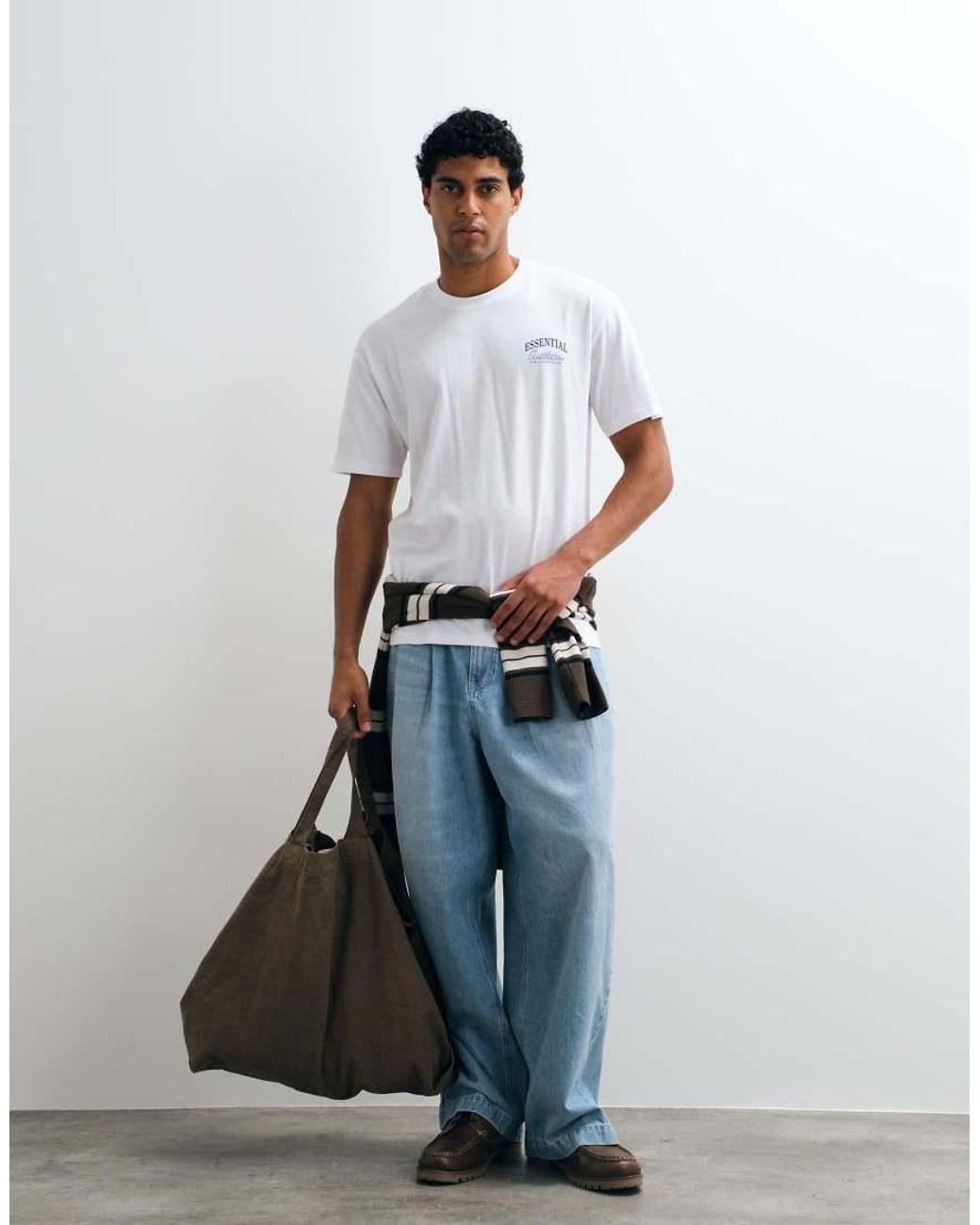Jack & Jones White Essentials Backprint T-Shirt for men