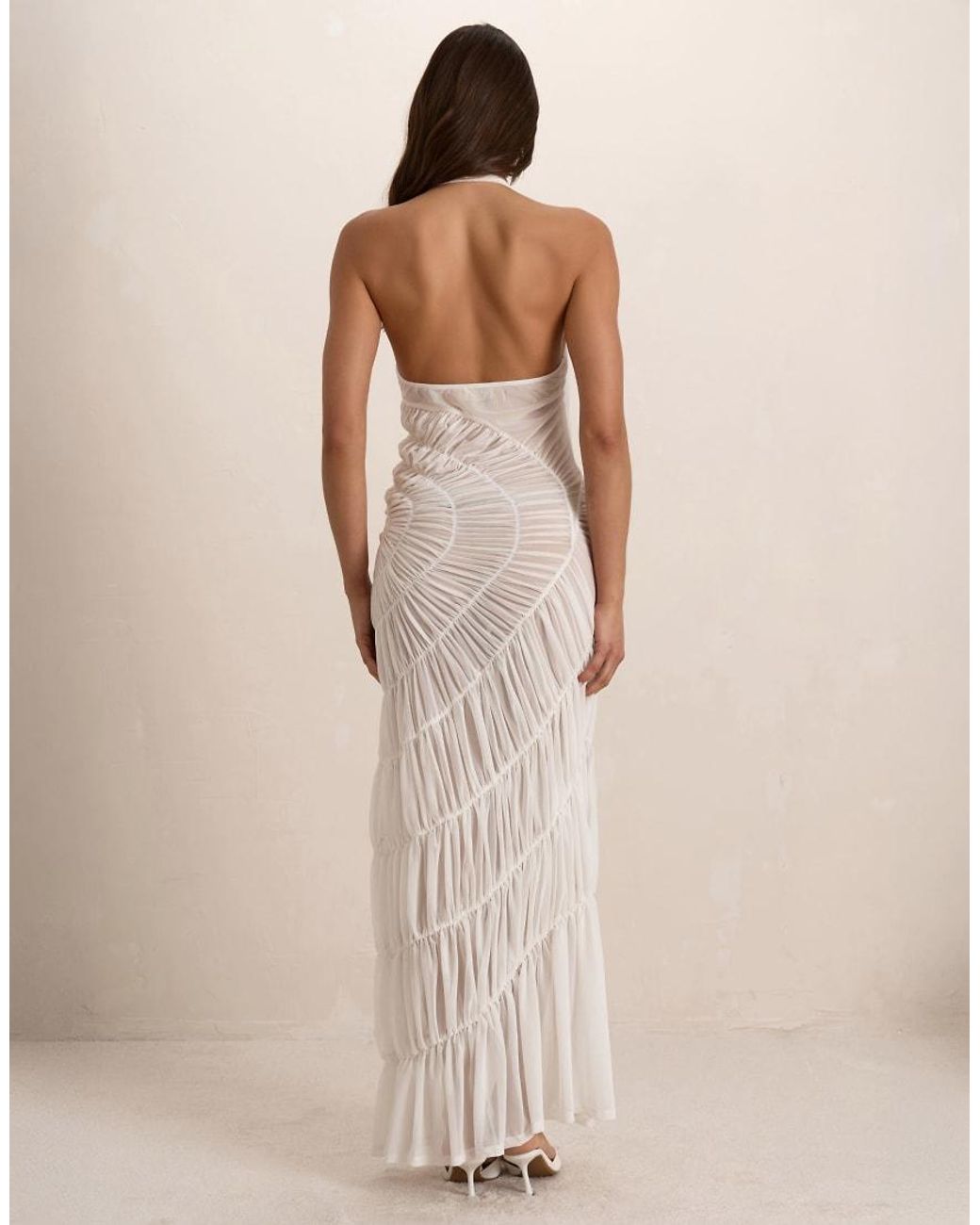 Missy Empire Natural Shirred Maxi Dress