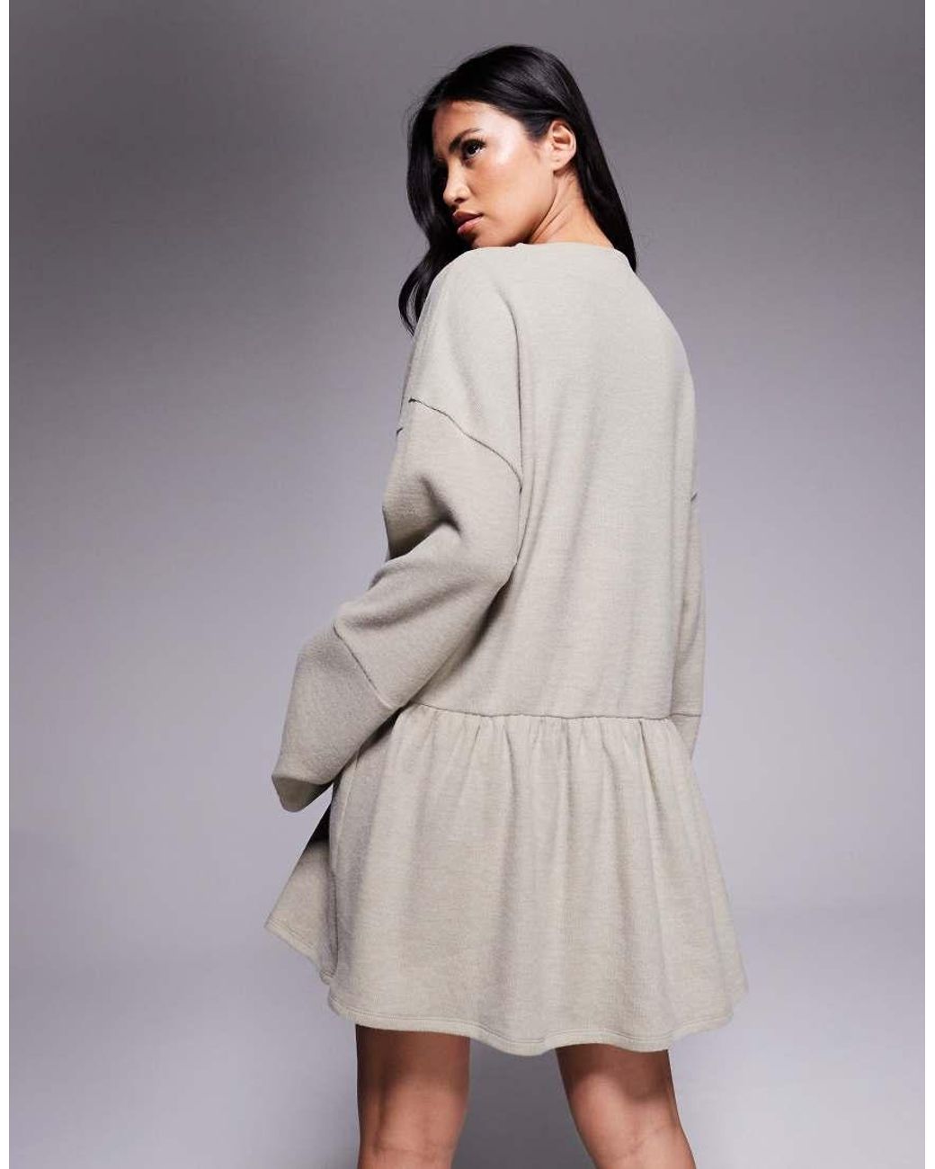 ASOS Natural Supersoft V Front Dropped Waist Mini Dress