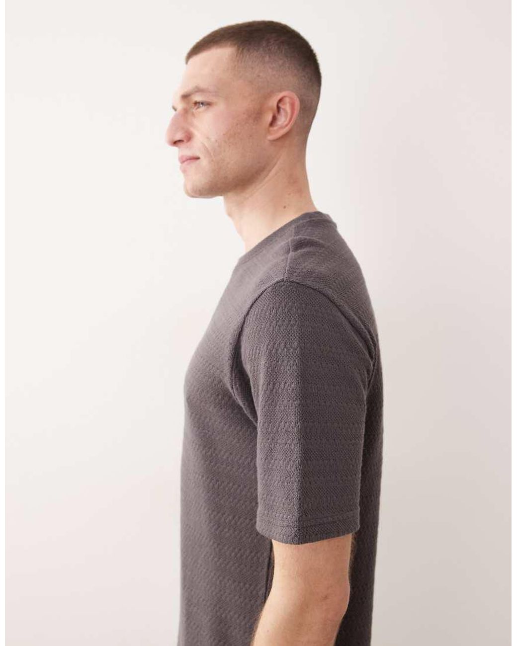 Only & Sons Gray Textured Knit T-shirt for men