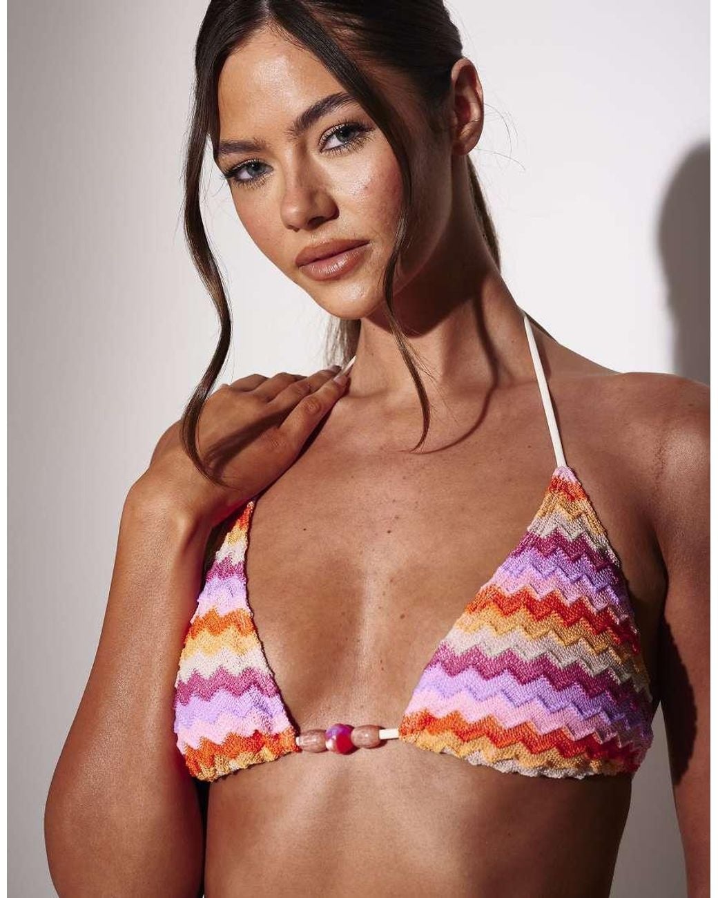south-beach-crochet-bead-detail-bikini-set-lyst-uk
