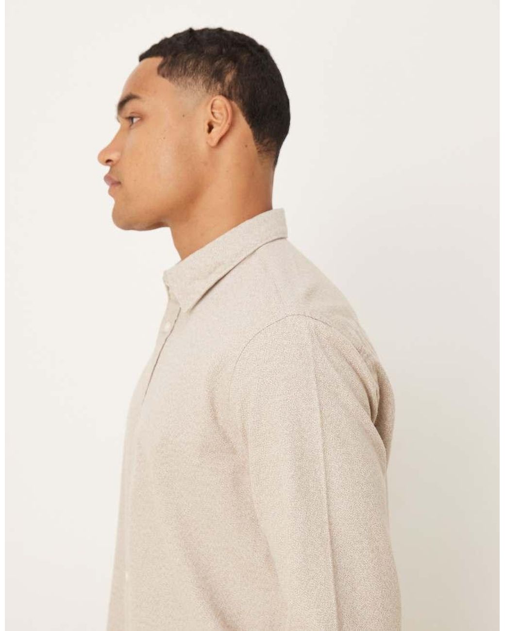 SELECTED Natural 100% Cotton Oversized Boxy Brushed Shirt for men
