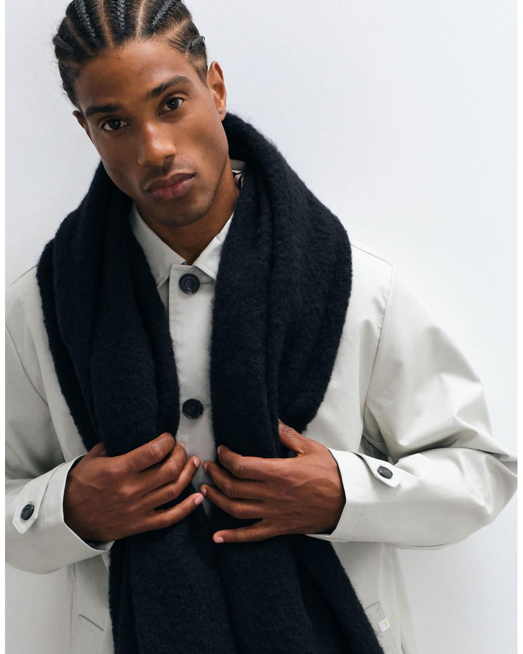 Écharpe oversize texturée brossée e ASOS pour homme en coloris Black