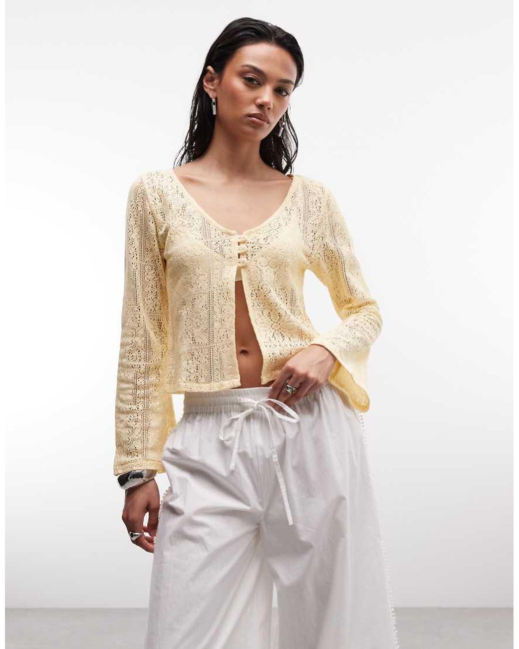 Reclaimed Vintage White Crochet Cardigan