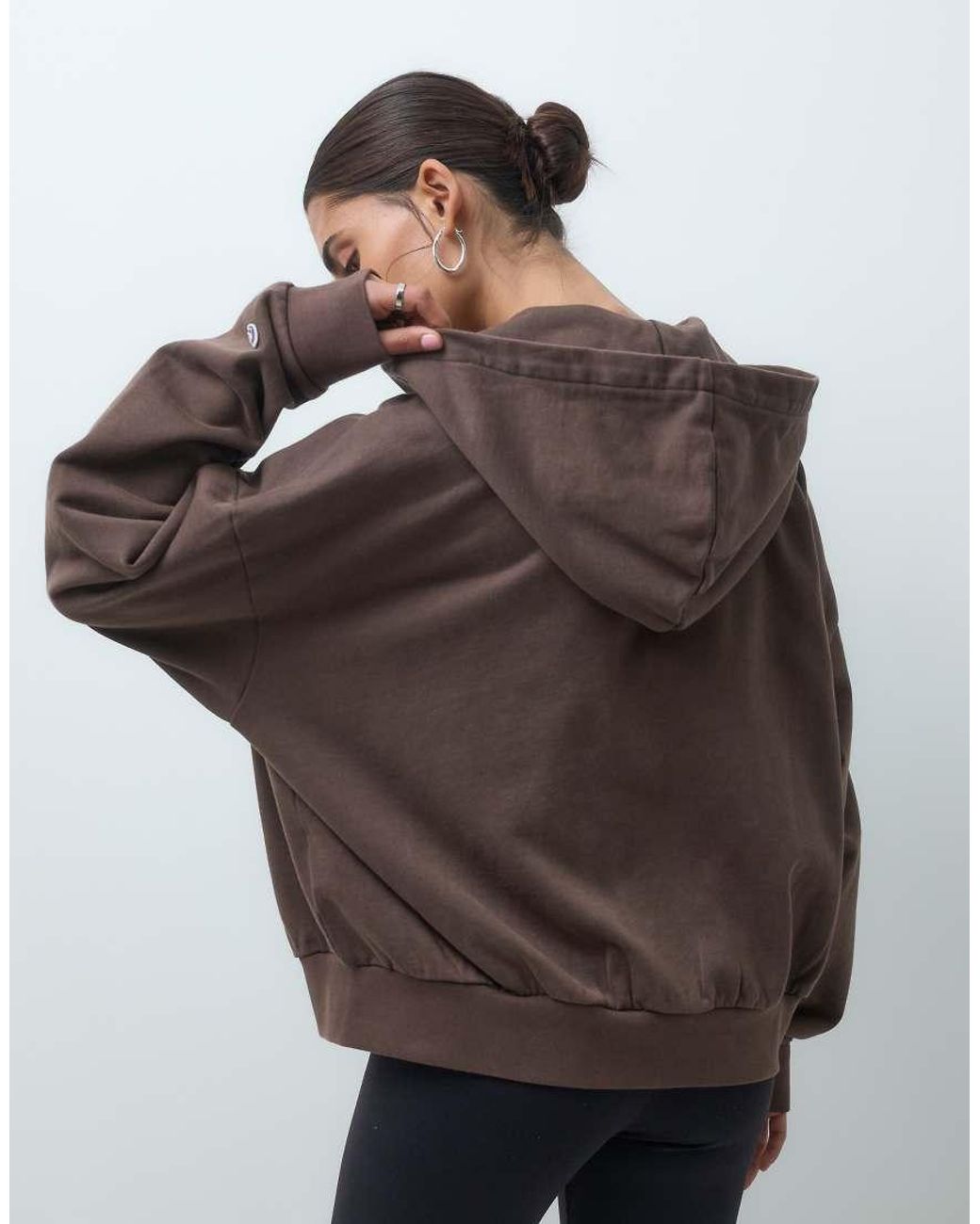 Champion Brown Future Memories Oversized Full Zip Hoodie