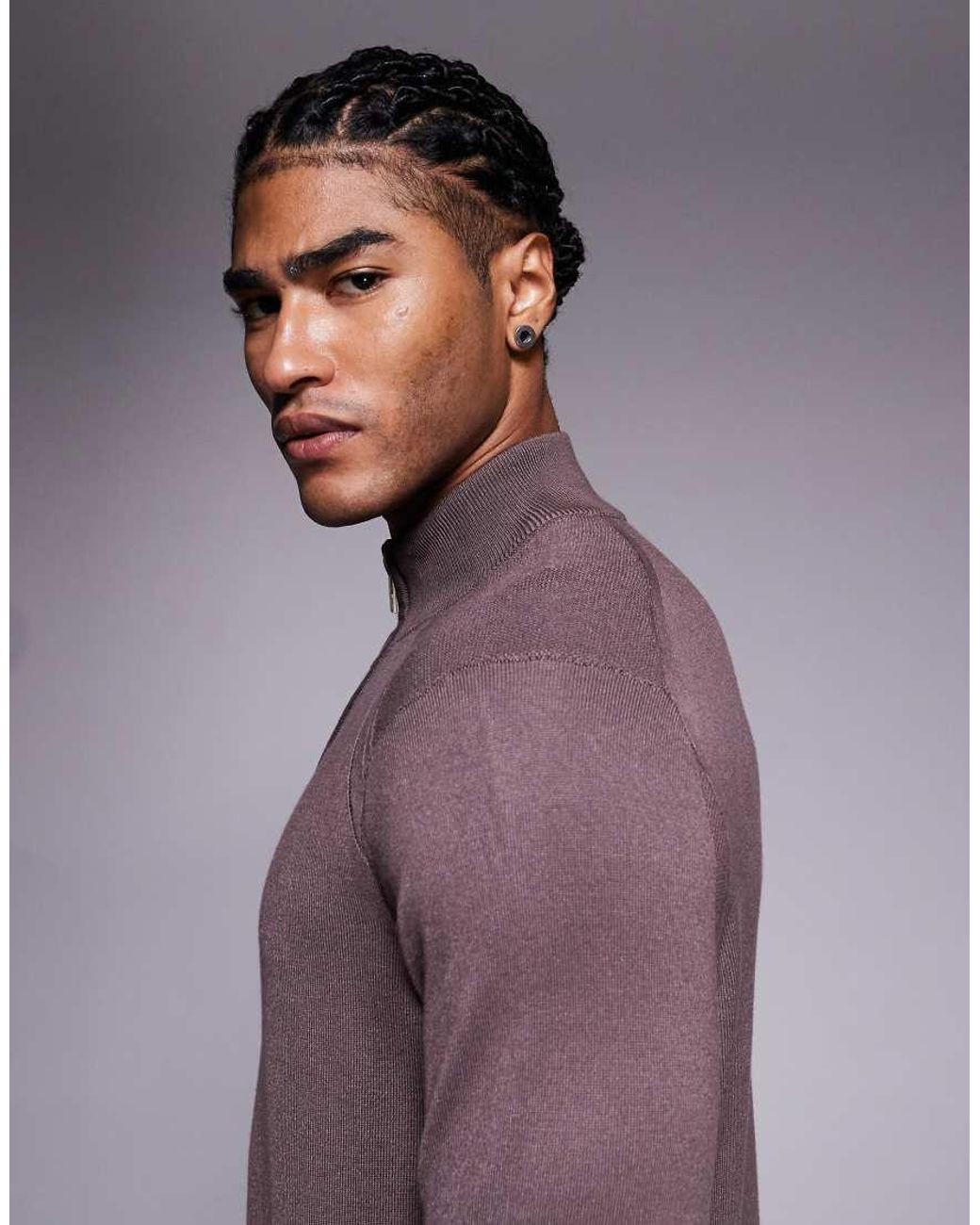 River Island Purple Smart Knit Half Zip for men