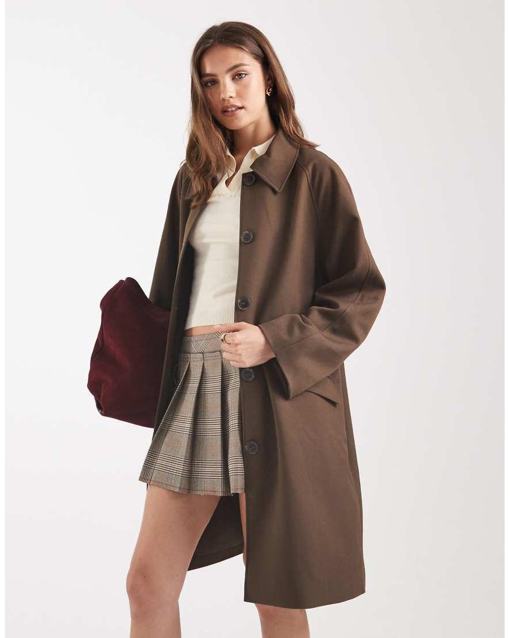 ASOS Brown Mid Length Tailored Car Coat