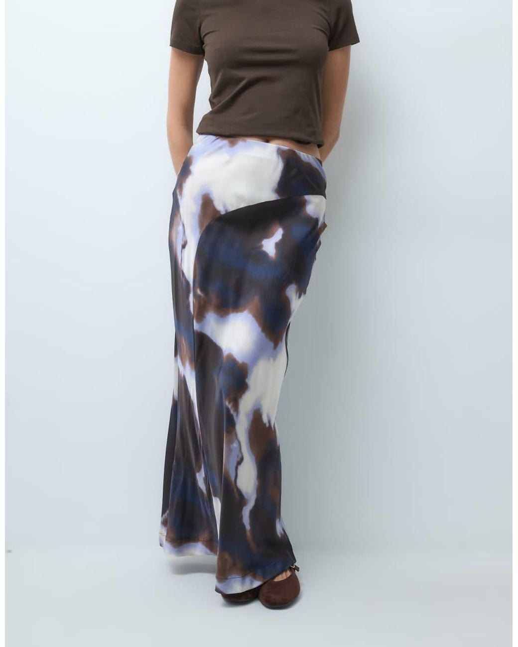 Vero Moda Multicolor Asymmetric Waist Satin Maxi Skirt