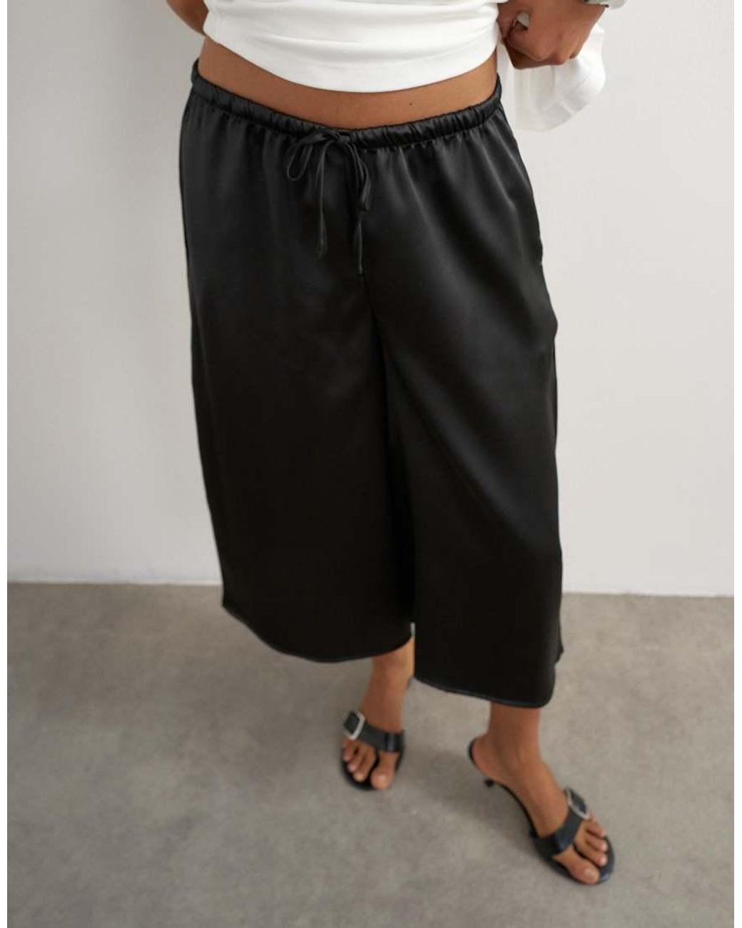 TOPSHOP Black Satin Culotte