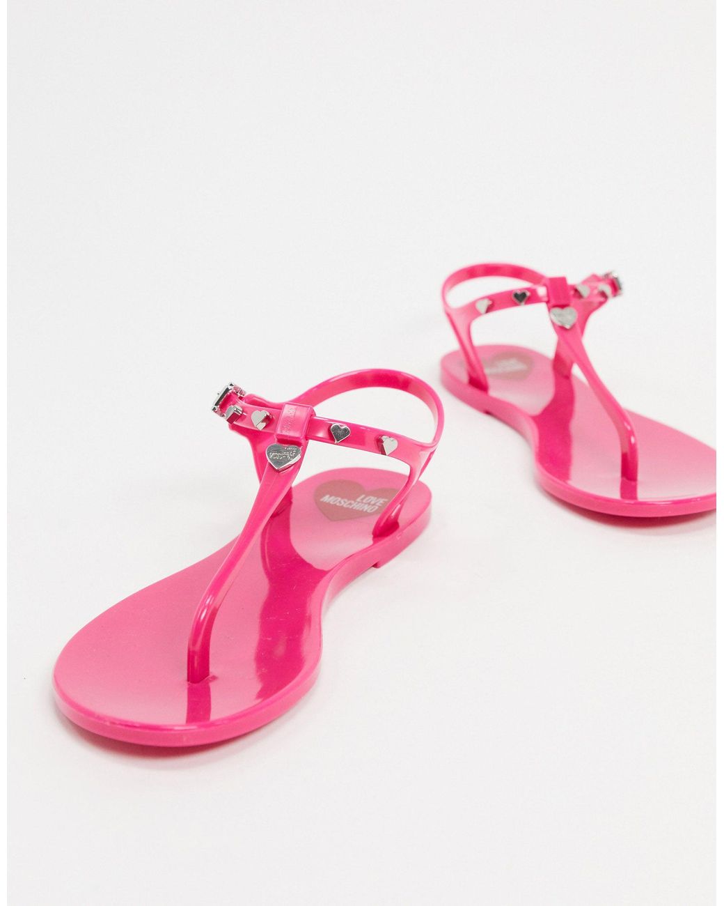 Love Moschino – Flache Gummi-Sandalen in Pink | Lyst AT