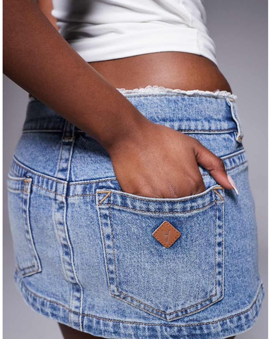 Abrand Jeans Blue Abrand Low Rise Denim Mini Skirt With Trim