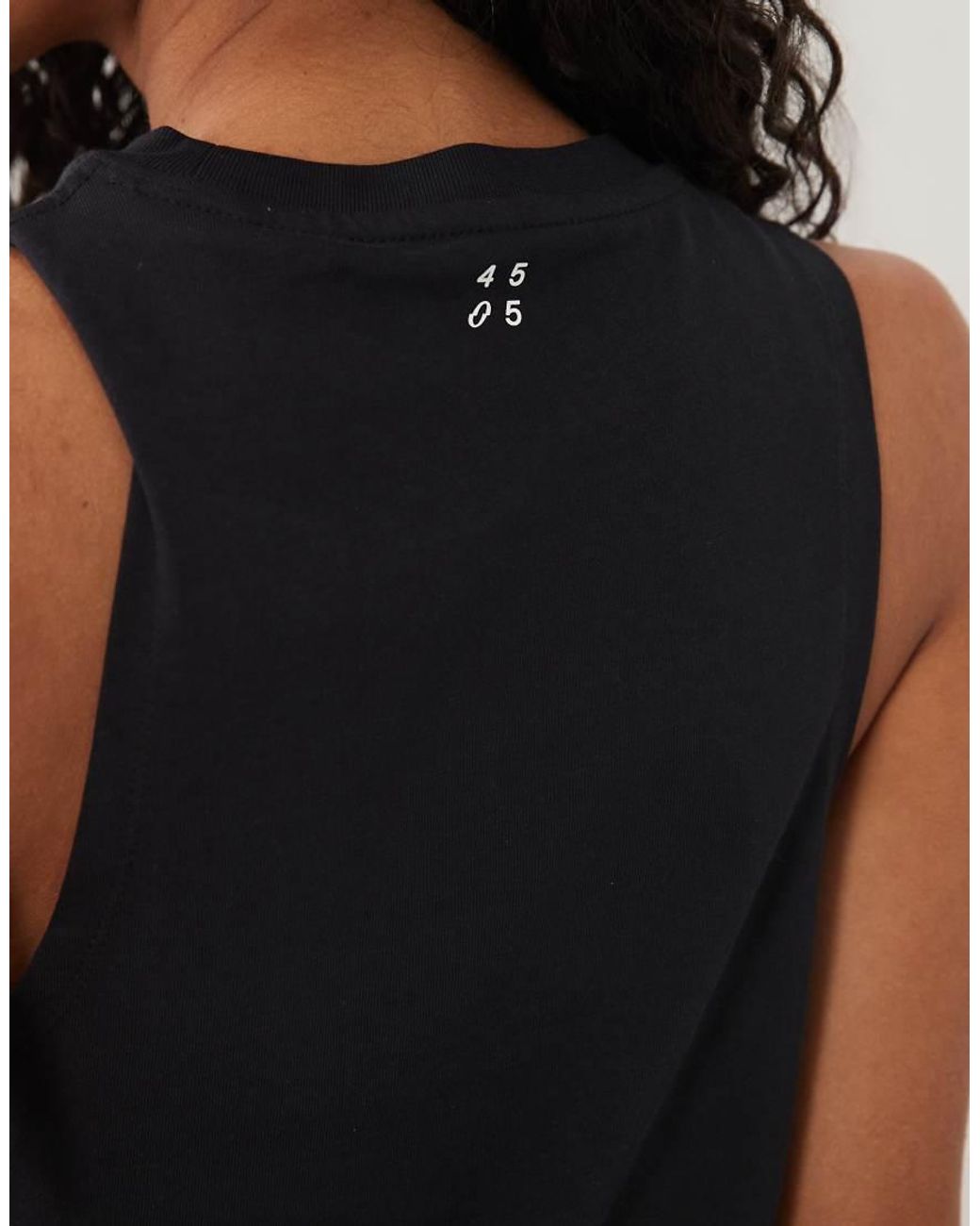 4505 Blue Dropped Armholes Cropped Cotton Tank Top With Quick Dry Finish