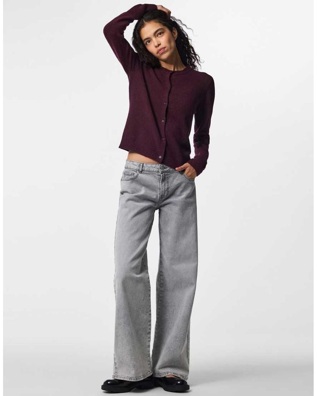 Pieces Purple Knitted Cardigan