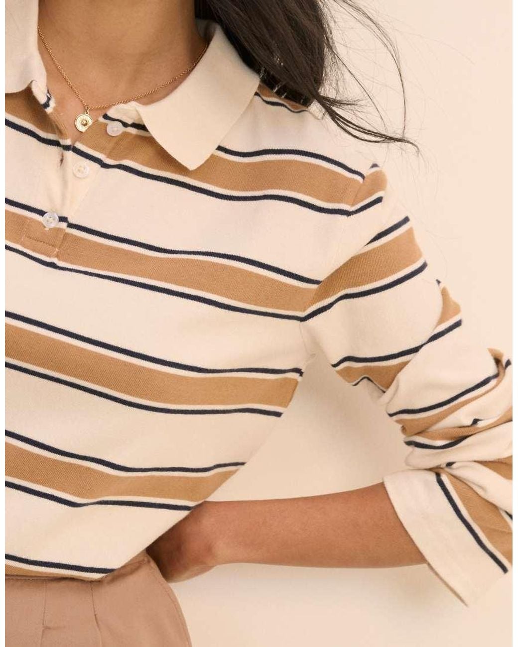 Nobody's Child Natural Jersey Polo Top