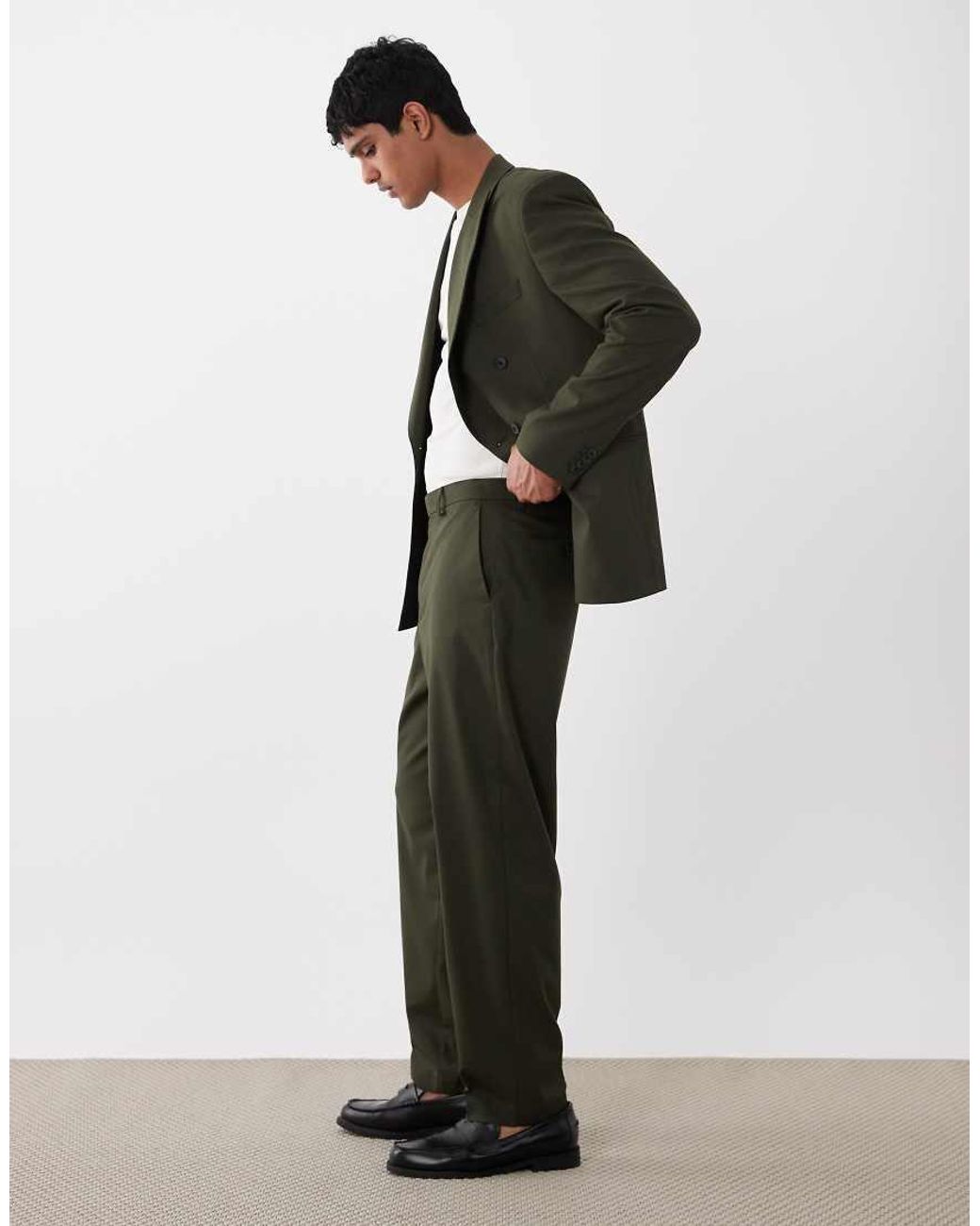 ASOS Green Relaxed Tapered Suit Pants for men