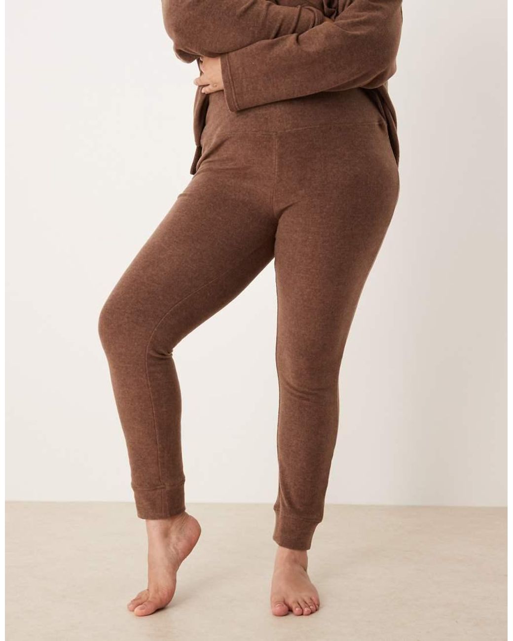 ASOS Brown Asos Design Curve Lounge Mix & Match Lightweight Fleece Legging