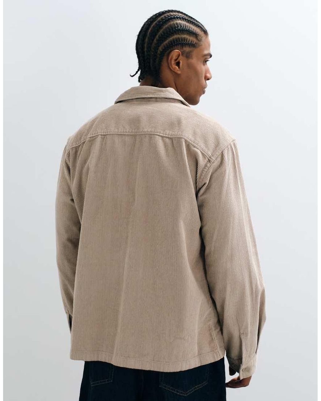 Jack & Jones White Cord Zip Overshirt for men