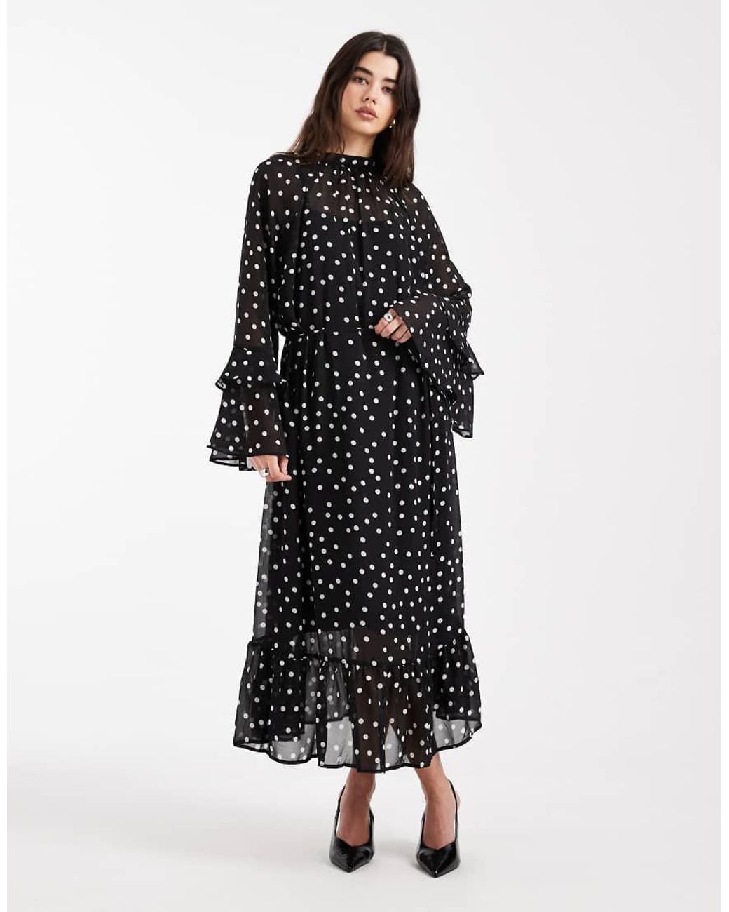 Object Black Boho Style Ruffle Maxi Dress