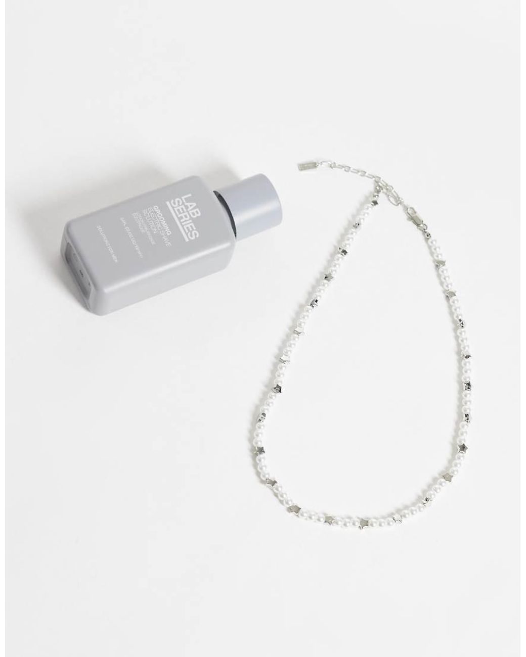 ASOS White Faux Pearl And Star Beaded Necklace for men