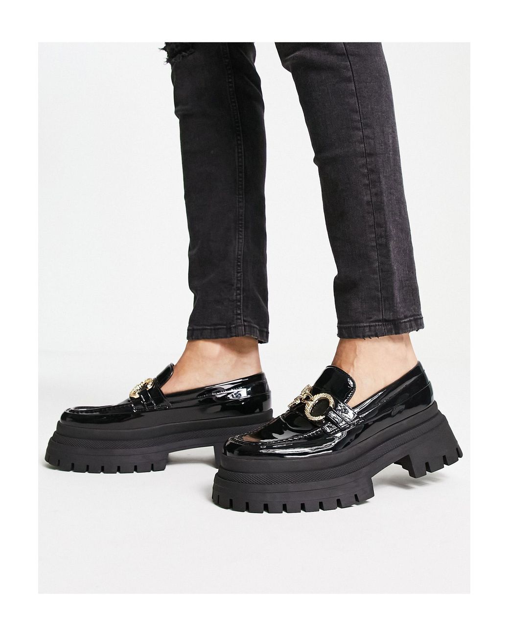 ASOS Chunky Loafers With Snaffle Detail in Black for Men Lyst